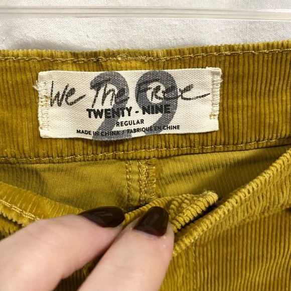 Free People We the Free Skinny Corduroy Pants Mustard Yellow Size 29 Raw Hem - Picture 5 of 10